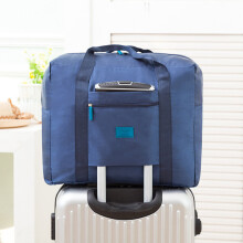 (Navy Blue) Big Foldable Travel Storage Luggage Carry-on Organizer Hand Shoulder Bags