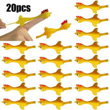 (20pcs) 1-20PCS Sticky Flying Chicken Stretchy Catapult Turkey Finger Slingshot Kids Toy
