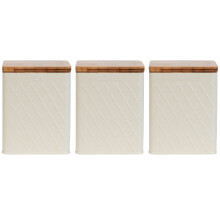 Salter Embossed Square Beige Tea Coffee Sugar Storage Canister Set