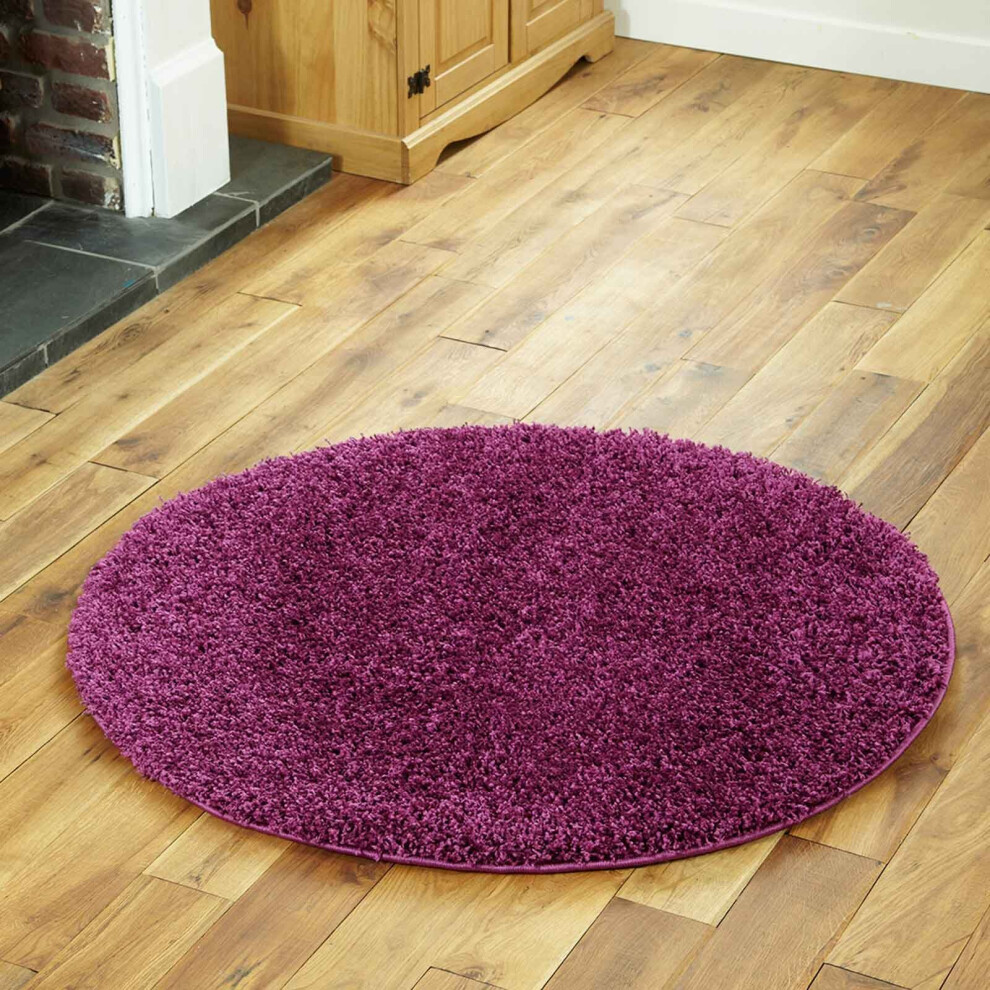 (110x110cm) LIVING ROOM THICK LARGE SHAGGY RUGS AUBERGINE PURPLE HALLWAY RUNNER RUG