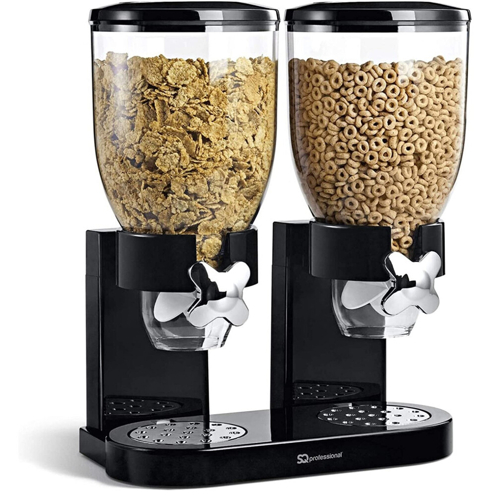 (Black) SQ Professional Double Cereal Dispenser 500g Cylinder X 2