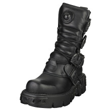 (45) New Rock Metallic Stiefeletten - Unisex Boot aus Leder in Schwarz