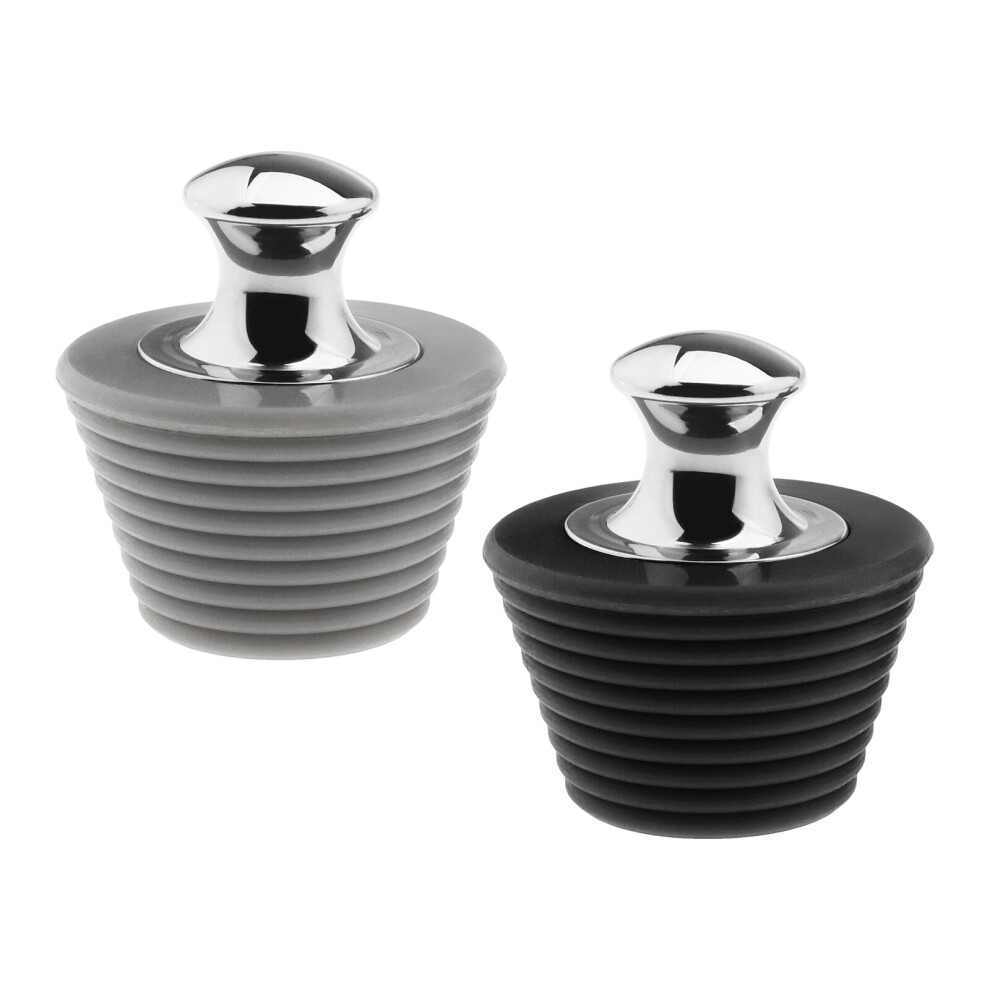 2pcs Bath Plug Stopper Silica Gel 304 Stainless Steel Black Grey for Bathtub