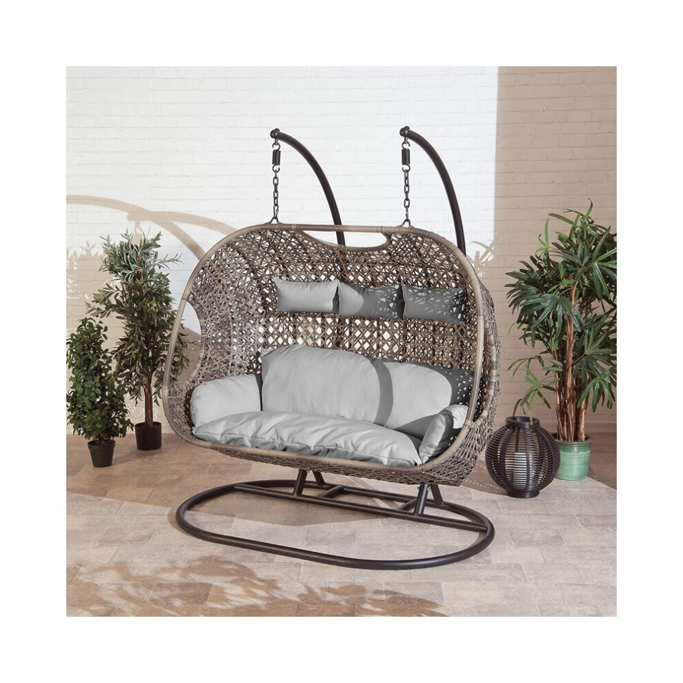 (Grey, Triple) Rattan Cocoon Egg Chair - Single, Double or Triple