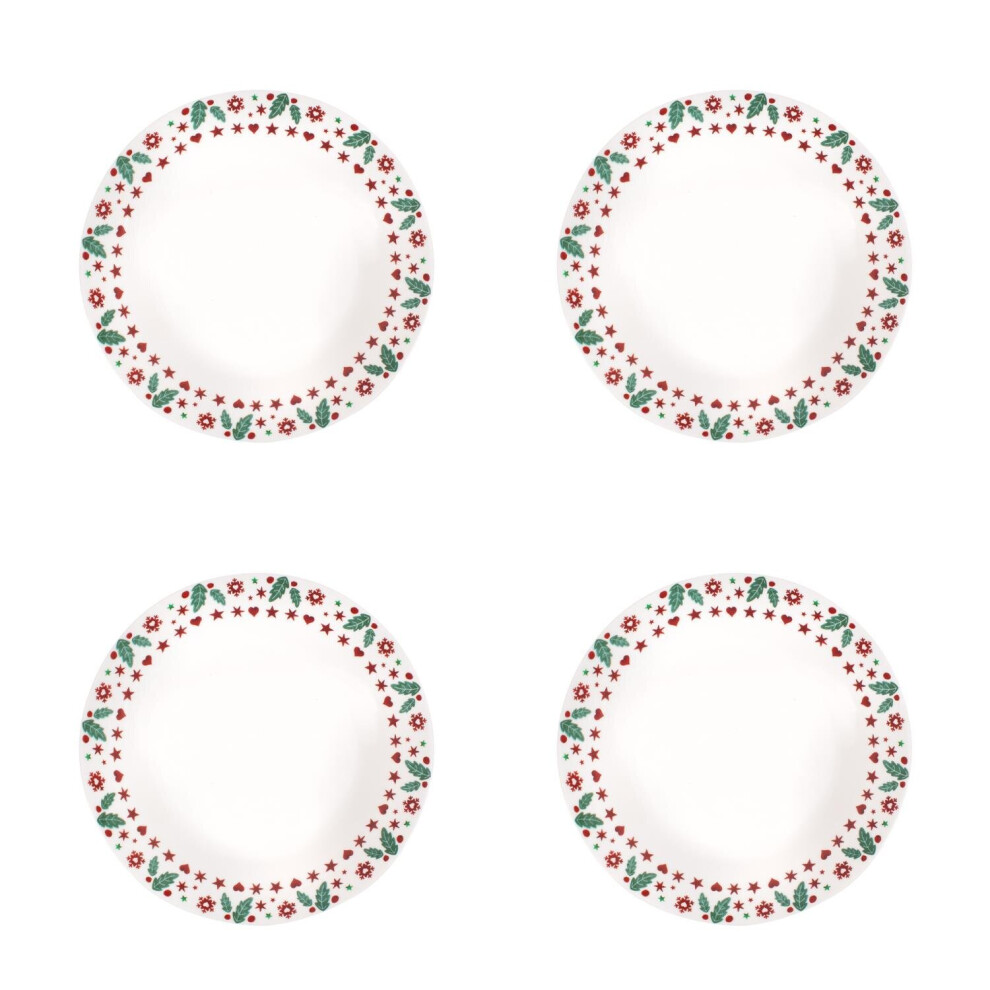 Set Of 4 Side Plates Joy Range Porcelain Festive Christmas Dinner Setting Decor