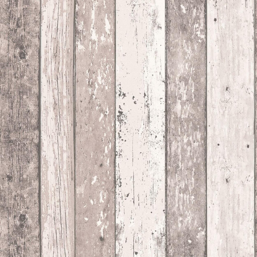 Grandeco Wood Effect Panels Blush Wallpaper Rustic Modern Contemporary Pink