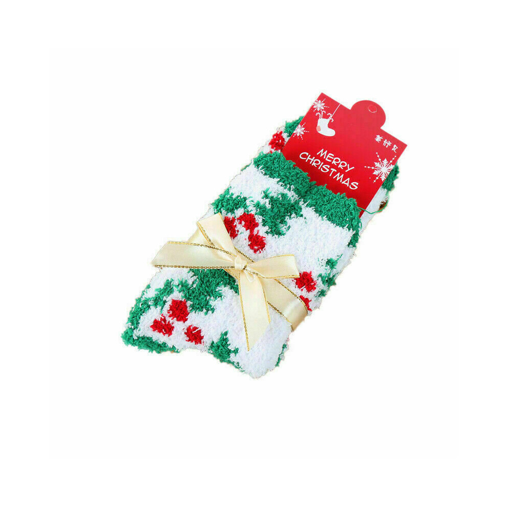 (B) Christmas Gifts Winter Bed Socks Fluffy Soft Socks