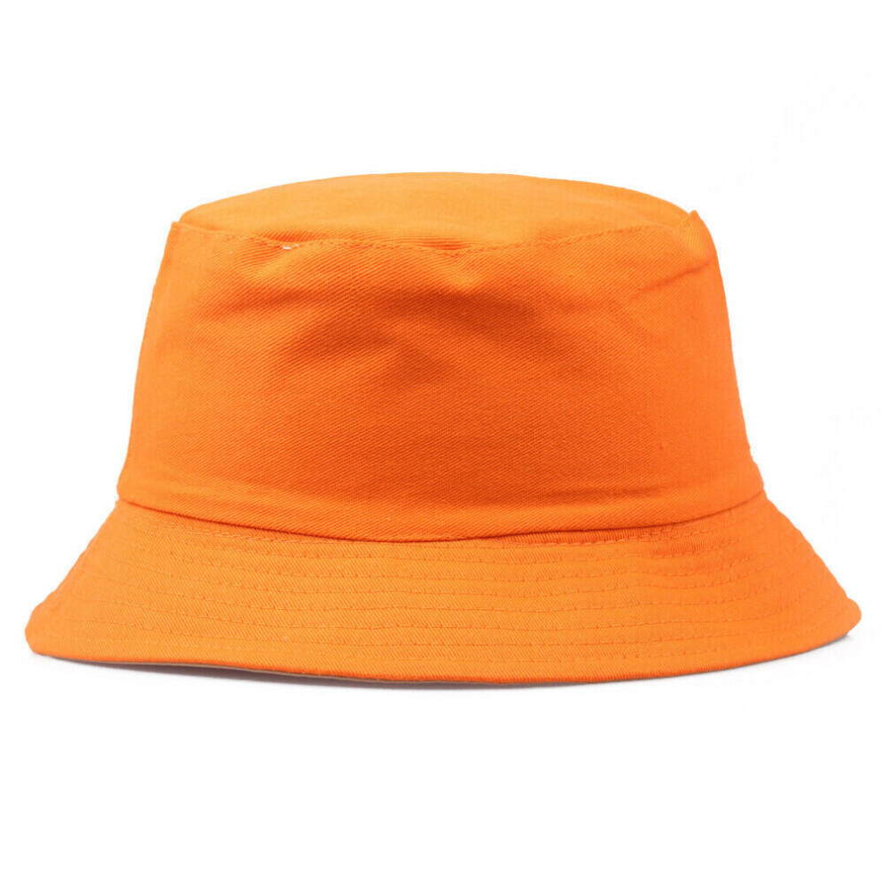 (Orange) 100% Cotton Adults Bucket Hat Summer Fishing Cap