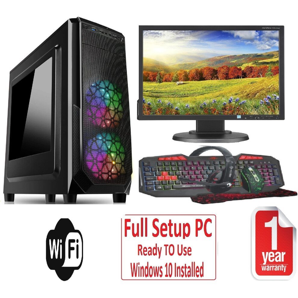 Computek Fast Gaming Pc Bundle - Core I5 8Gb Ram 1Tb Gt710 2Gb 19'' Monitor Prism Black