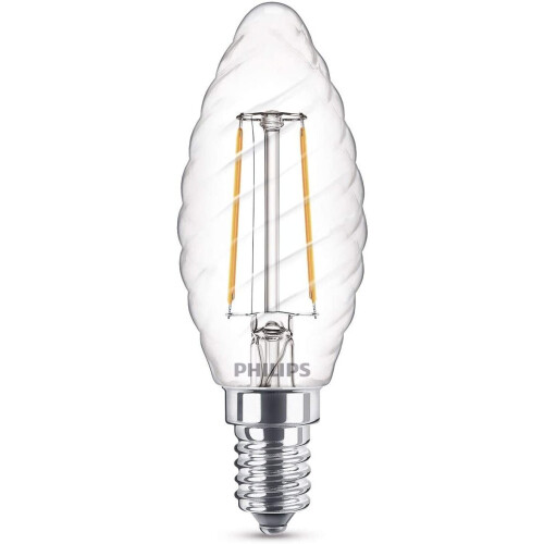 Philips Philips 2W ( 25W) LED twisted candle warm white, clear filament, E14
