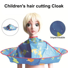(4) Waterproof Haircut Cloak Cartoon Pattern Polyester Umbrella Shape Haircut Cloak for Children