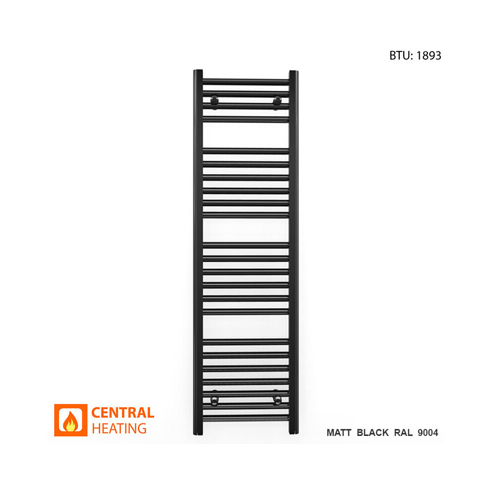 (Black Straight Valves, 450 X 1200Mm (Btu: 1893)) 450Mm Wide Black Towel Rail Radiator With Valves 9028009405580