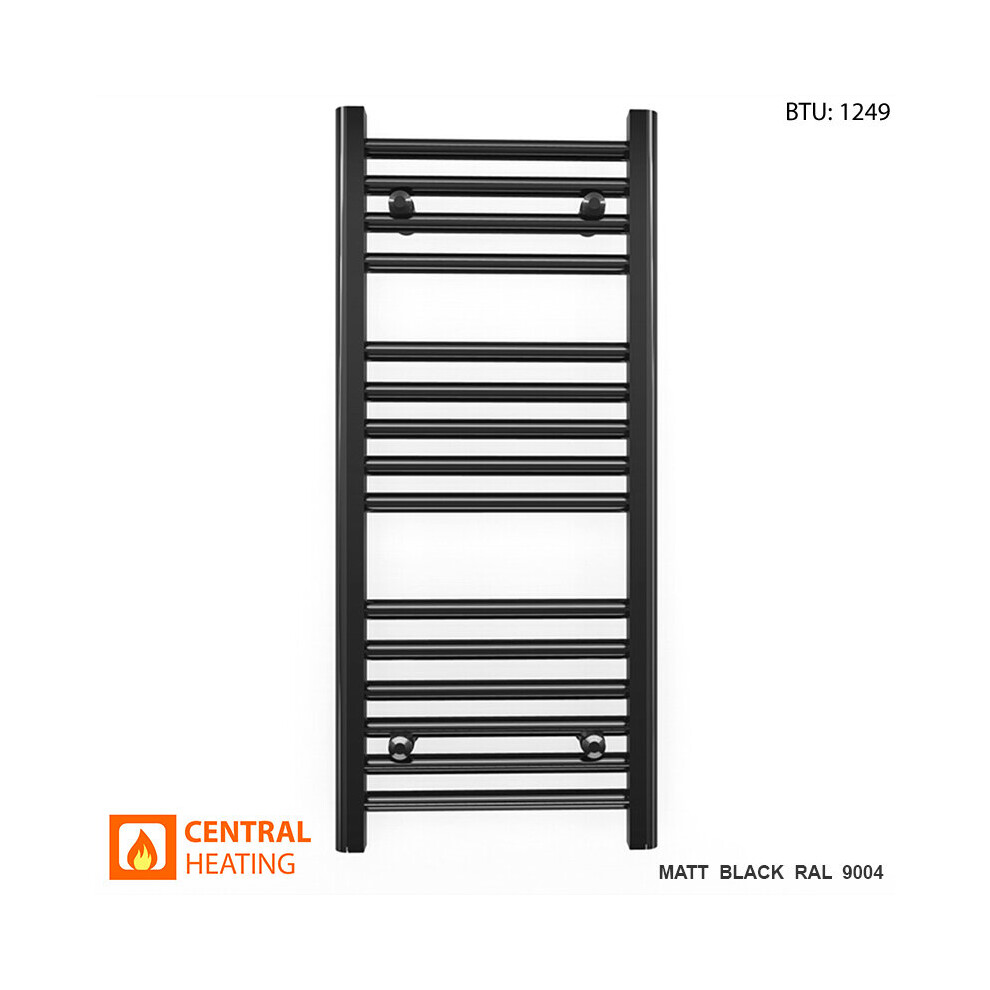 (Trv Black Straight Valves, 450 X 800Mm (Btu: 1249)) 450Mm Wide Black Towel Rail Radiator With Valves 9028009405757