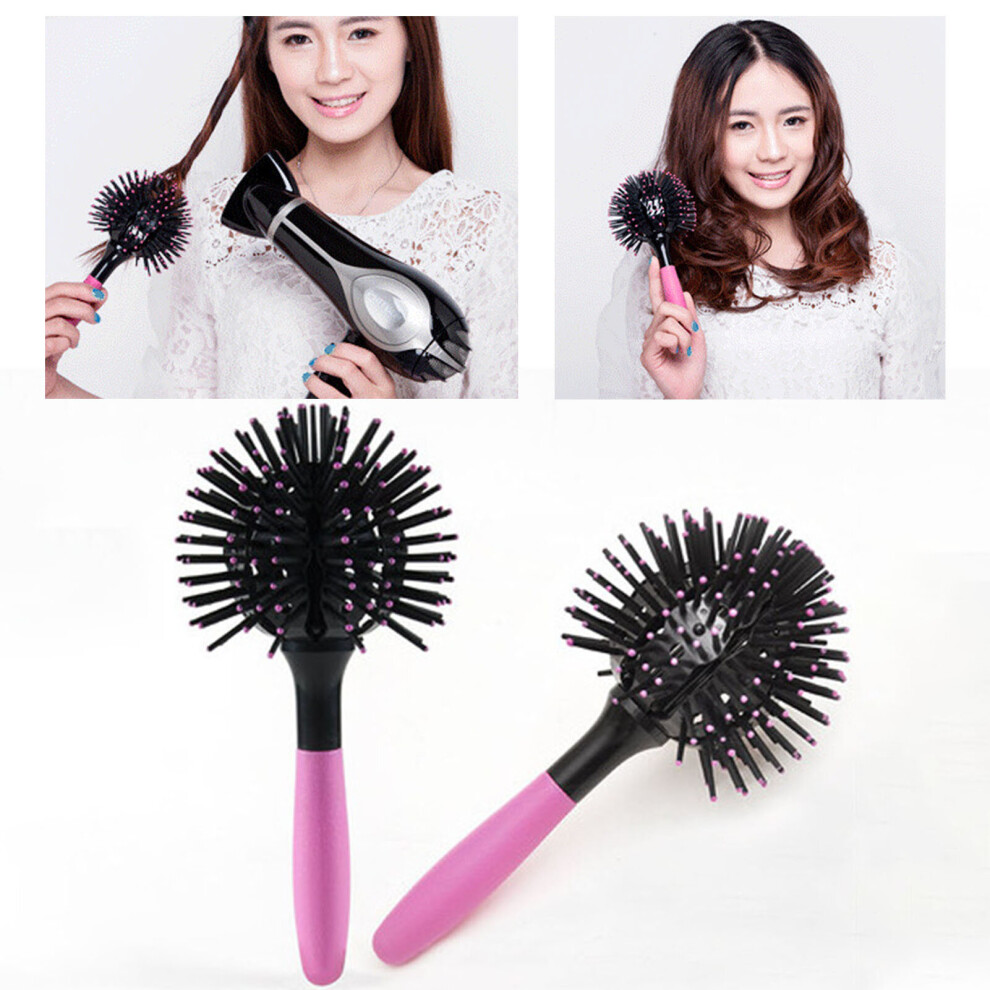 Dreamy Unisex Not,Specified Bomb Curl Comb 3D 360 Degree Hair Styling Plastic Head Massage Spherical Brush For Salon