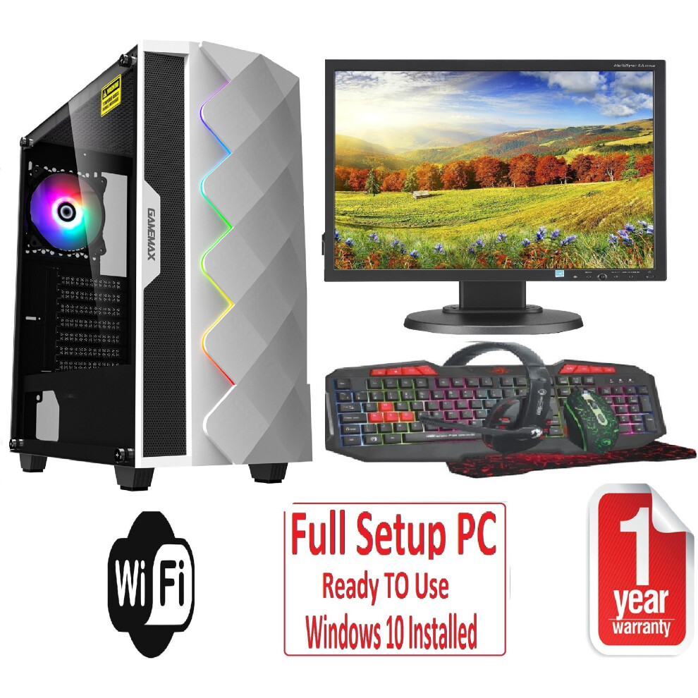 Fast Gaming PC Bundle - Core i5 8GB RAM 1TB GT710 2GB 19'' Monitor WHITE DIAMOND-image-OPC-P8JZR9B-REFURBISHED