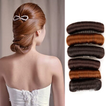 (Light Brown, 12cm) Wig Cushion Stable Comfortable High Temperature Fiber Insert Comb Invisible Fluffy Hair Pad for Female