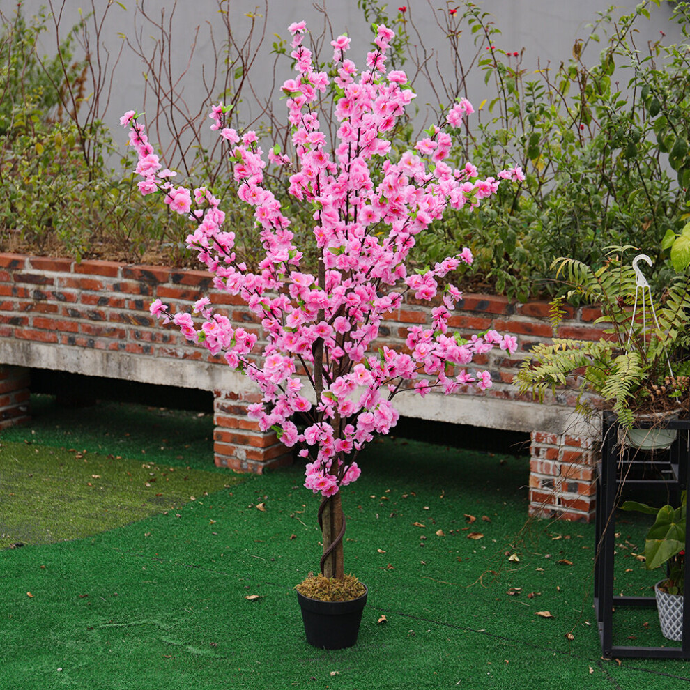 Living And Home 5Ft Cherry Blossom Tree Artificial Flower Plant Wedding Garden Decor Plant Peach