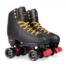 (7 UK, Black) Rookie BUMP Rollerdisco Quad Wheels Girls Womens Glitter Sparkle Roller Skates