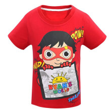 (Red, 140cm) Ryan Toys Review Cartoons Print T-shirt Children Fashion Short Sleeve Tops