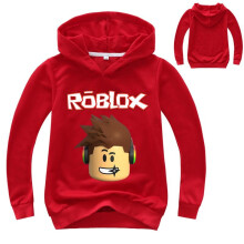(Red, 170cm) Children's Roblox Cartoon Print Hoodie Sweater Long Sleeve Fashion Pullover Tops