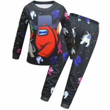(BlackRed, 140CM/8-9 Years) Kids Boys Girls Among Us 2pcs Long Sleeve T-shirt Pyjamas Pjs Sets Nightwear