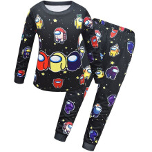(Black, 130CM/6-7 Years) Kids Boys Girls Among Us 2pcs Long Sleeve T-shirt Pyjamas Pjs Sets Nightwear