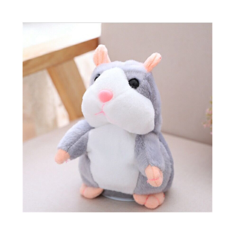 (, 18Cm) Cute Talking Hamster Mimicry Pet Plush Toy Kids Speak Talking Sound Record Toy Gray