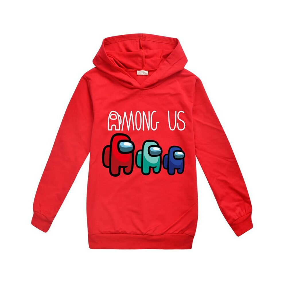 (Red, 160cm/11-12 years) Game Among Us Kids Hoodies Boys Girls Impostor Hooded Sweatshirt Jumpers Tops