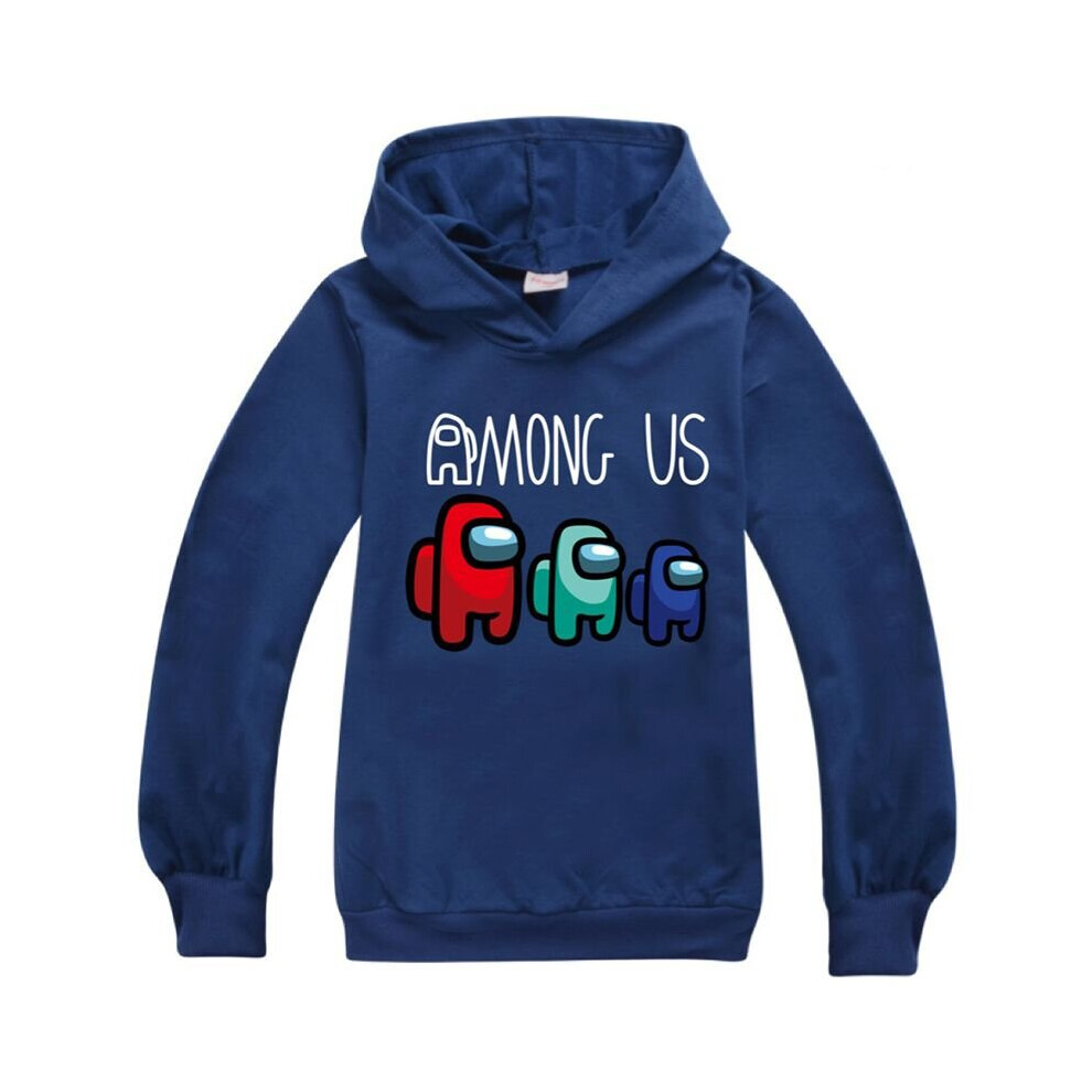 (Navy Blue, 140cm/7-8 years) Game Among Us Kids Hoodies Boys Girls Impostor Hooded Sweatshirt Jumpers Tops