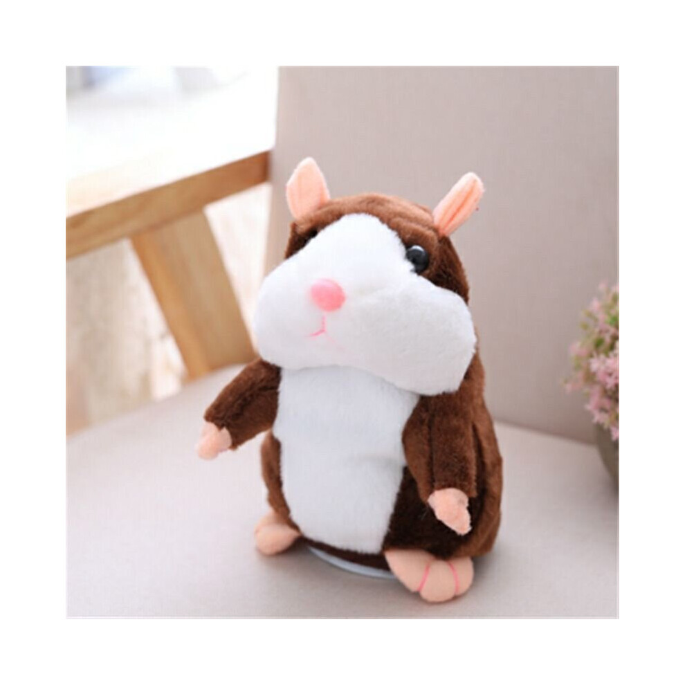 (, 18Cm) Cute Talking Hamster Mimicry Pet Plush Toy Kids Speak Talking Sound Record Toy Brown