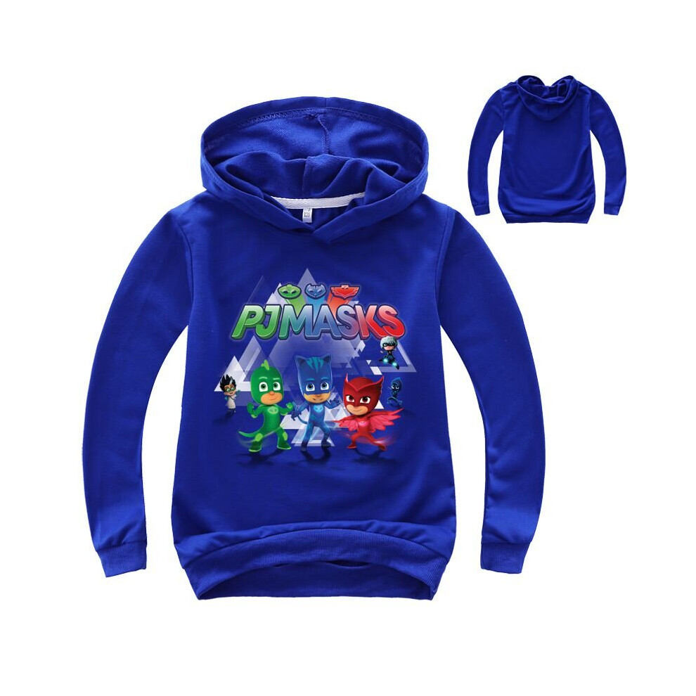 (Blue, 140) Superhero PJ Masks Boys Girls Clothes Long Sleeve Hoodie Kid Sweatshirt Top