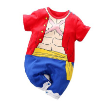 (Red Blue, 66?3-6M?) Baby Romper Dragon Ball Naturo Short Sleeve Luffy Jumpsuit Baby Boy Girl Clothes