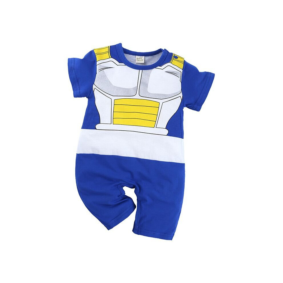 (Blue White, 59?0-3M?) Baby Romper Dragon Ball Naturo Short Sleeve Luffy Jumpsuit Baby Boy Girl Clothes