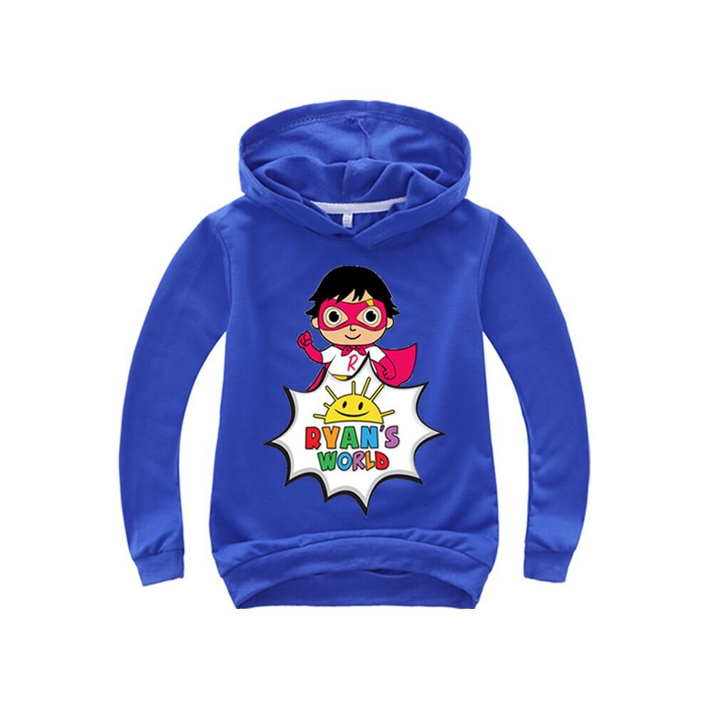 (Blue, 130cm) Ryan's World  Children's Cartoon Sweatershirt Long Sleeve Hoodie Pullover Tops