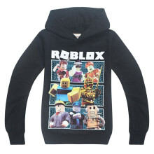 (Black, 140cm) Children's Roblox Print Hoodie Sweater Long Sleeve Fashion Pullover Tops