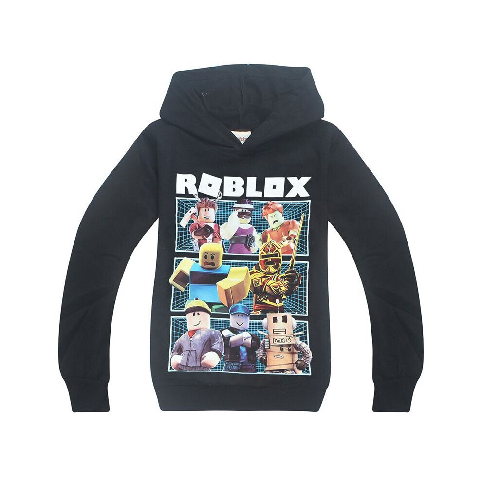(Black, 120cm) Children's Roblox Print Hoodie Sweater Long Sleeve Fashion Pullover Tops