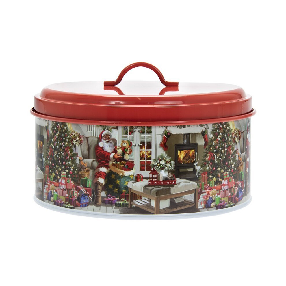 Santa Claus Round Enamel Metal Cake Tin