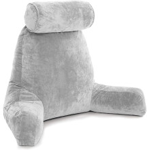 XXL Light Grey Backrest with Arms - Adult Reading Pillow Memory Foam