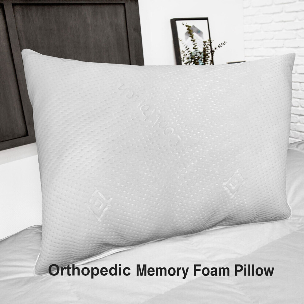 (MEMORY FOAM PILLOW) Pillow Pair Quilted Bounce Back Memory Foam Stripe