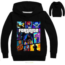 (Black, 150/4XL For Age 8-9) Fortnite Game Kids Hoodie Boys Girls Hoody Tops Jumper Sweatshirt Pullover