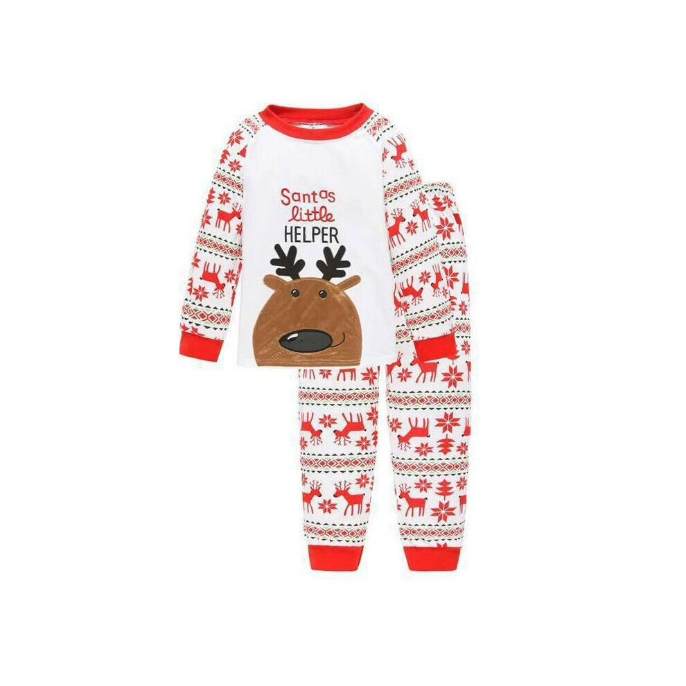 (White Reindeer, 100( 3-4 years old )) Children Kids Boys Girls Christmas Xmas Pyjamas Pajamas Pj's Sleepwear Nightwear