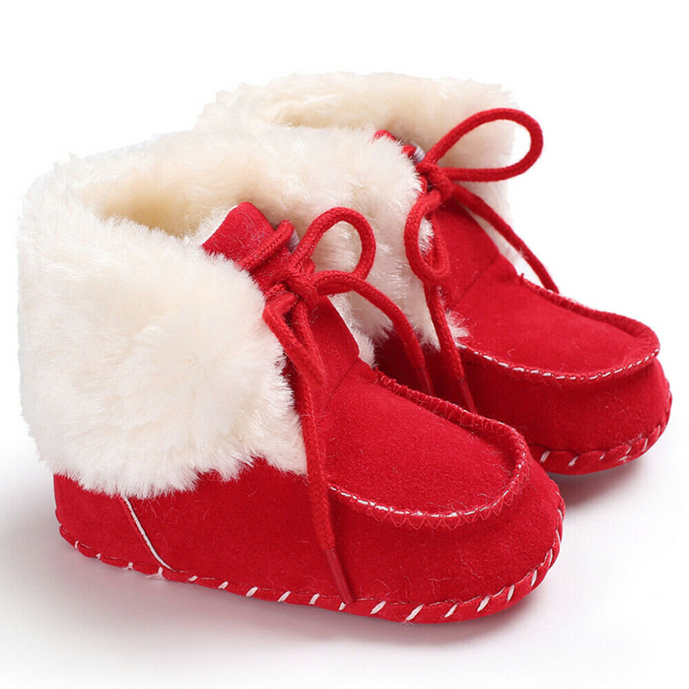(Red, 12(9-12 months)) Fashion Winter Child Kids Baby Girls Boys Warm Snow Boots Fur Shoes Sneakers