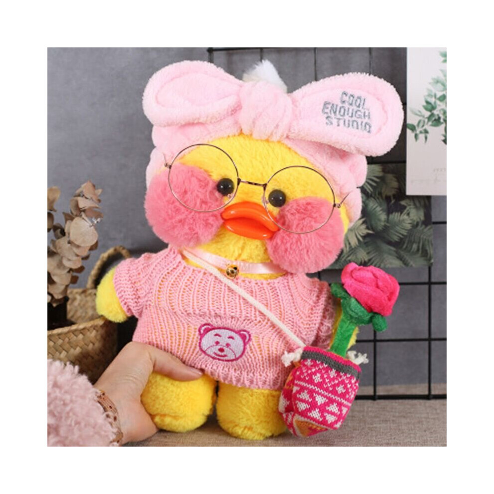 (Pink) 12"/30cm Lalafanfan Cafe Mimi Yellow Duck Costume Plush Toy Stuffed Doll New