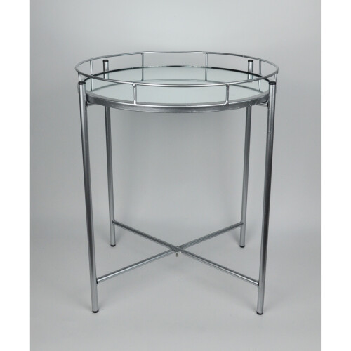 Spot On Dealz Silver Metal Side Coffee Tray End Table With Metal frame Removable Top