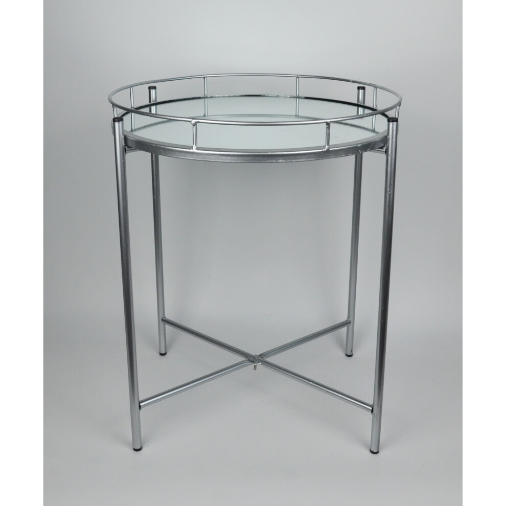 Silver Metal Side Coffee Tray End Table With Metal frame Removable Top