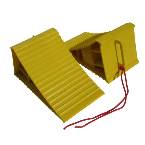 Large Wheel Chocks With Handle x2 (Car Caravan Plastic Motorhome Rope)