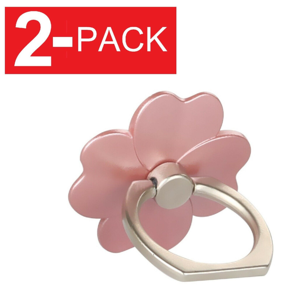 (Rose Gold) 2-Pack Universal 360 Rotating Finger Ring Stand Holder For Cell Phone Flower