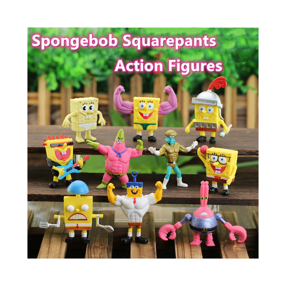 10 Pcs Spongebob Squarepants Squidward Action Figures