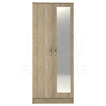 Ready assembled Classic 2 Door Mirrored Wardrobe Oak