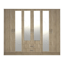 Ready assembled Classic 6 Door 4 Mirror Wardrobe Oak